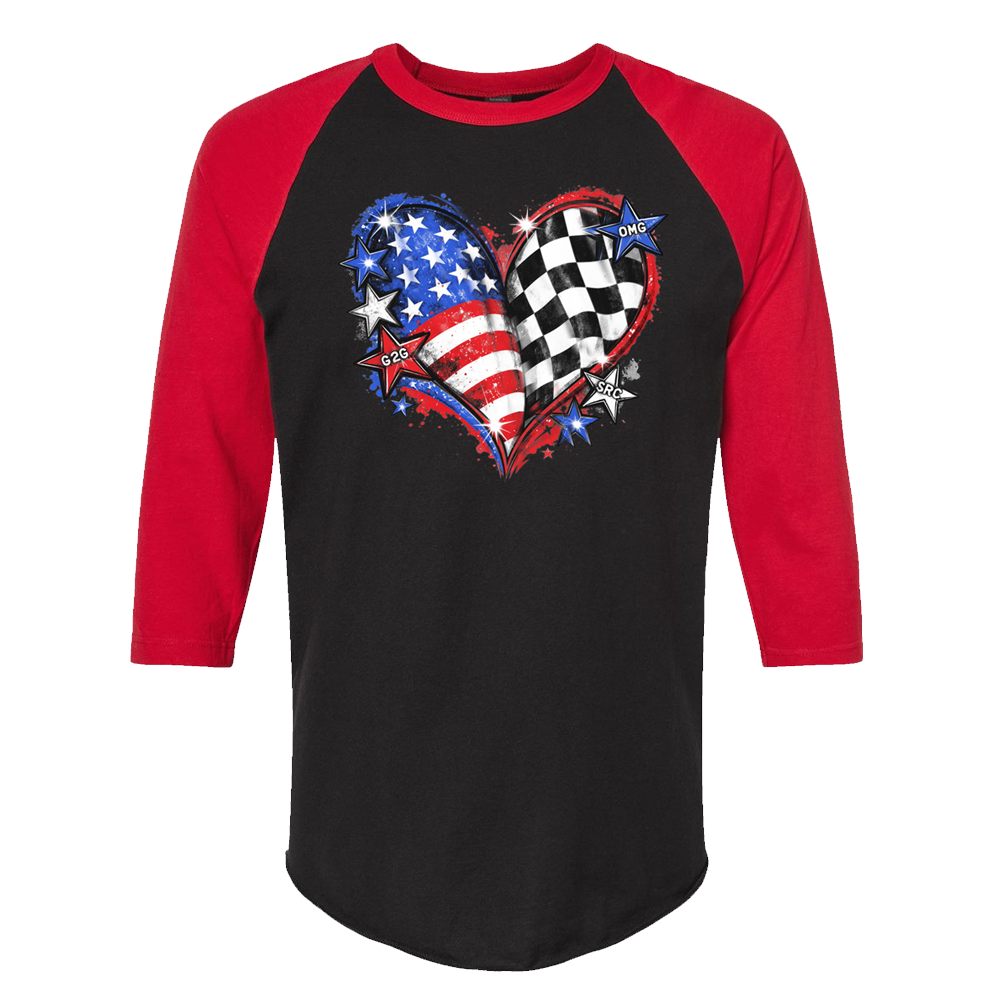 Red/Black Heart Flag Baseball T-Shirt Main image