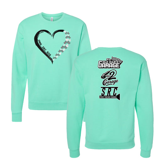 Glitter Heart Logo CREWNECK Sweatshirt - Cool Mint