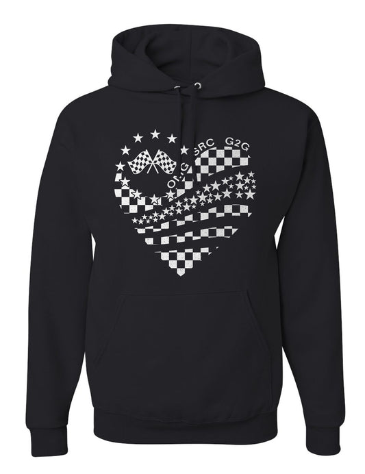 Glitter Checkered Heart Hoodie