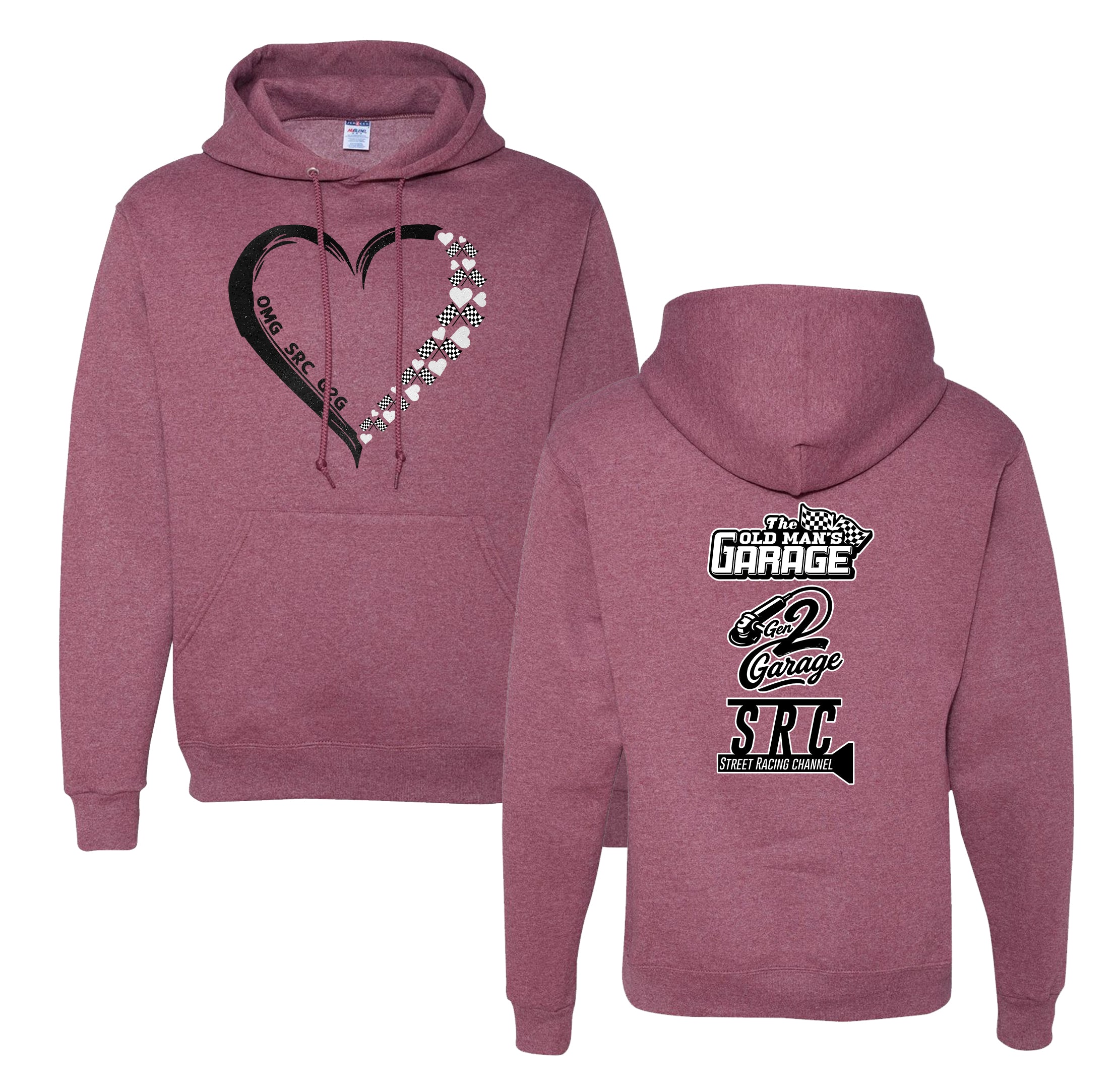 Glitter Heart Logo HOODIE - Vintage Heather Maroon